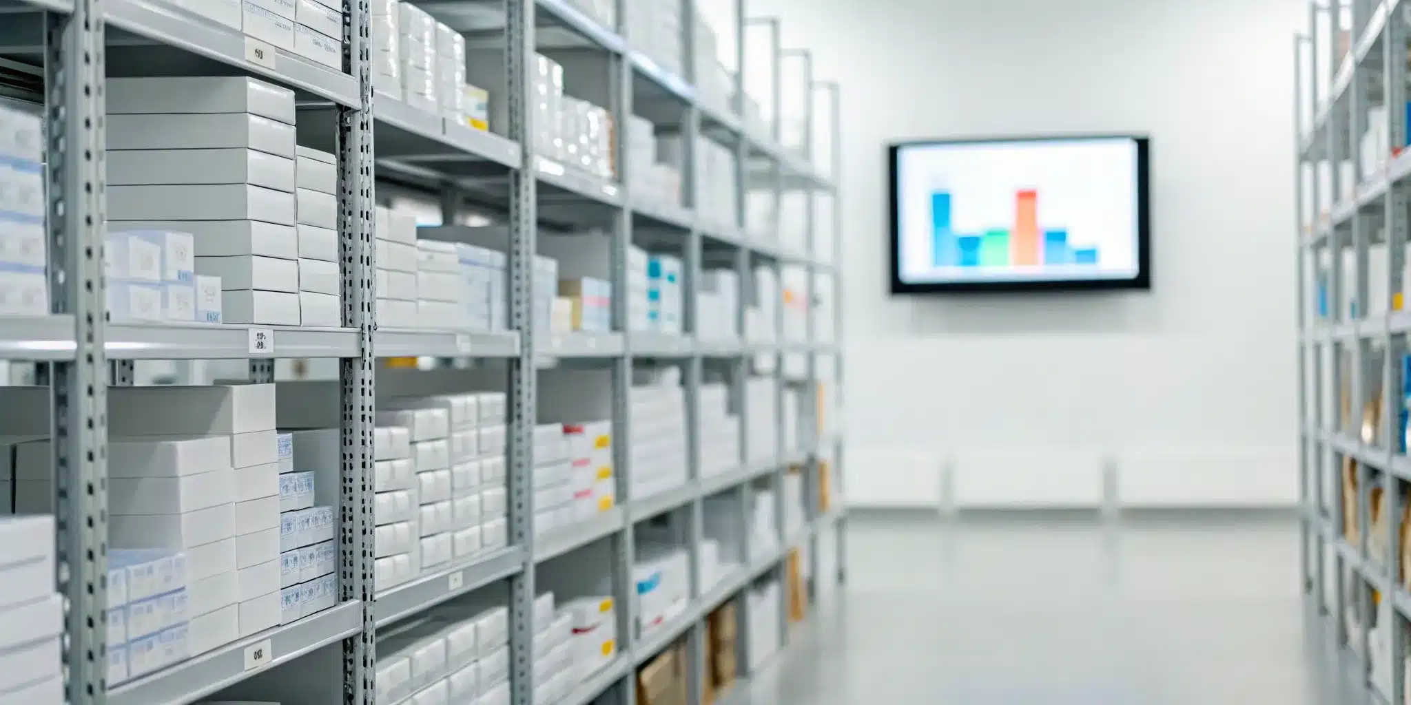 Predictive analytics dashboard managing pharmaceutical inventory levels.