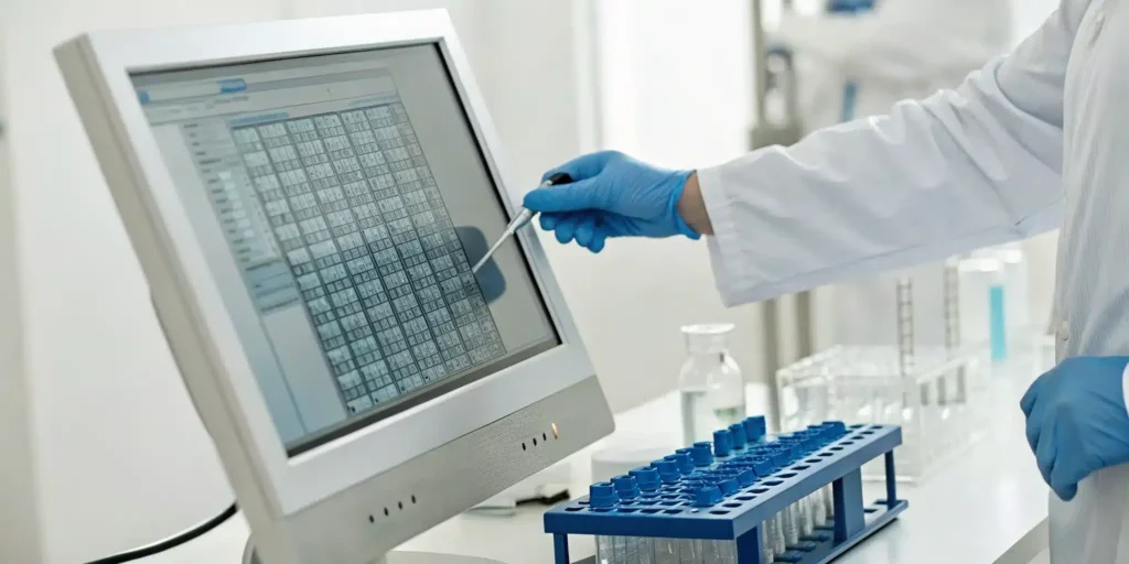Pharma professional performing computer system validation, a required step for data integrity and compliance.