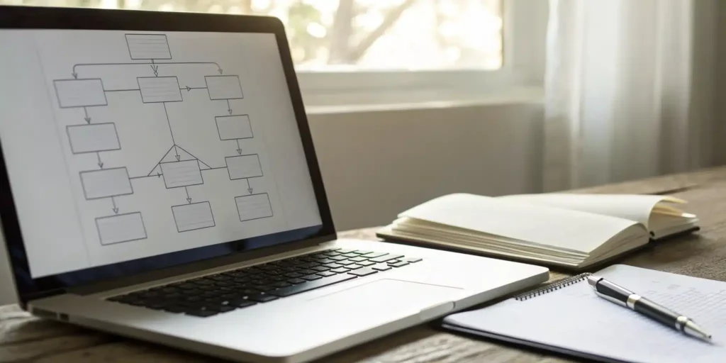 Laptop displaying an EPCIS standards flowchart for DSCSA compliance.