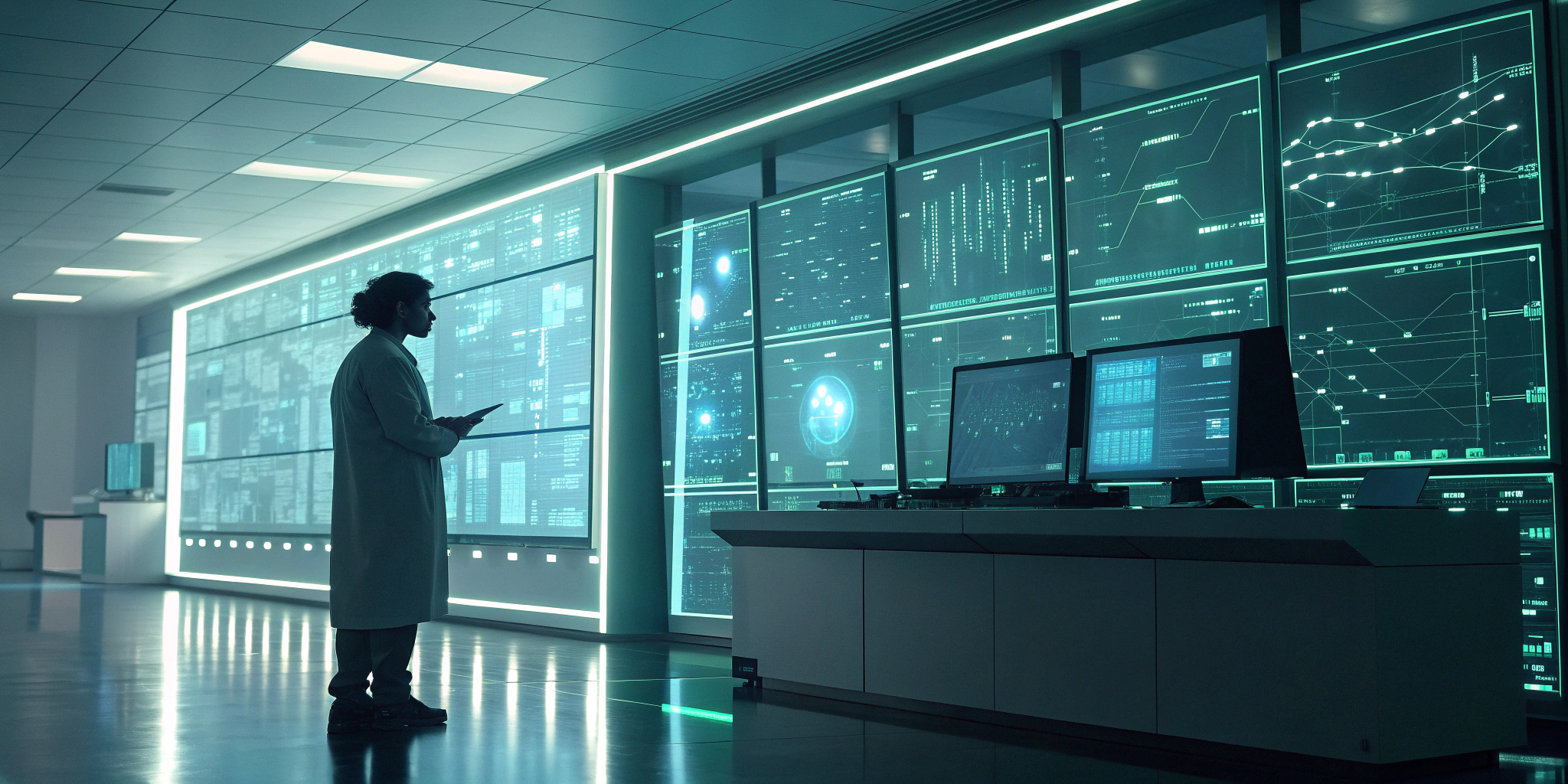 Scientist reviewing data from one of the best ERPs for small pharma manufacturers.