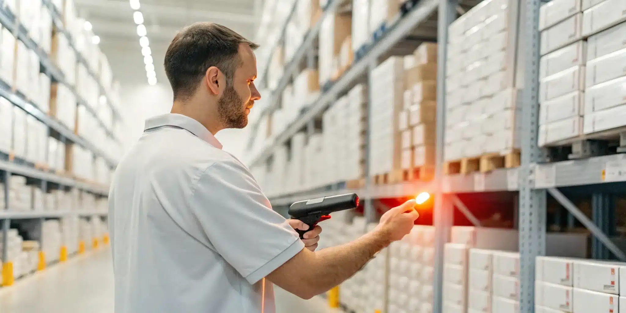 Using a scanner to track items in a serialized inventory management system.