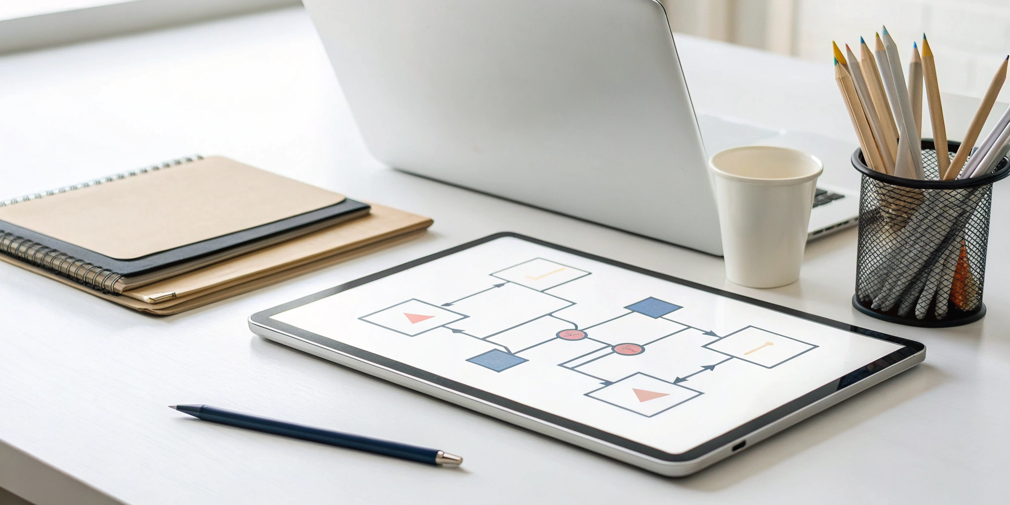 A flowchart of a GAMP 5 validation template on a tablet.