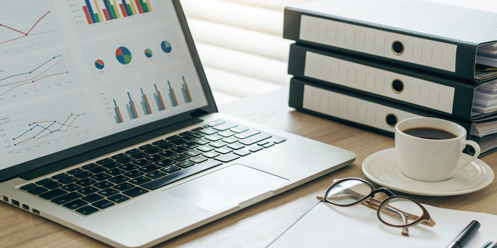 A desk setup with a laptop and binders to prepare for a DSCSA audit.