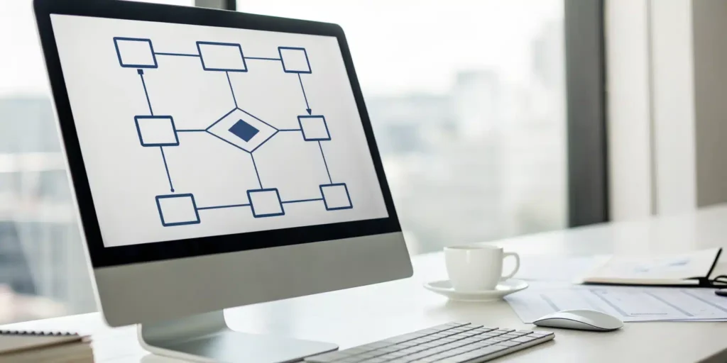 A computer screen showing a flowchart of a serialized ERP system for 3PL supply chain management.