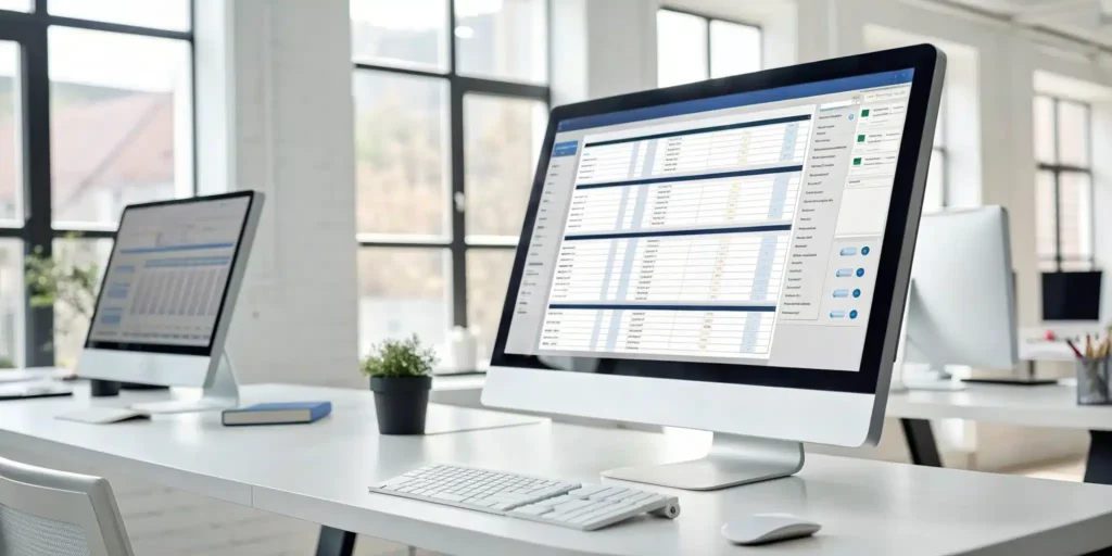 Comparing top serial number inventory tracking software on a desktop computer.