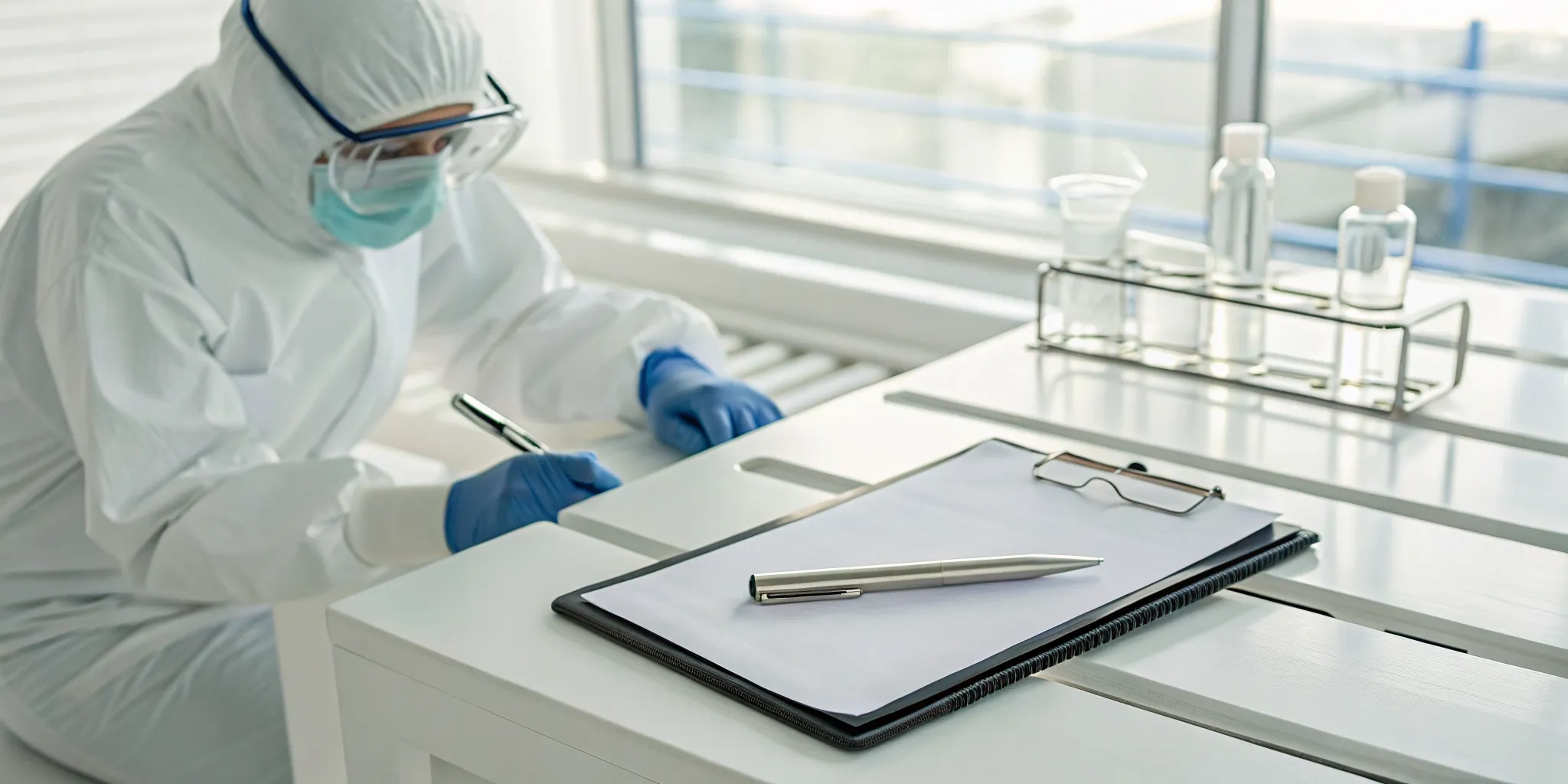 pharma-quality-system-101-the-complete-guide-933728 - RxERP - RxERP Scientist reviewing compliance documents for a pharmaceutical quality system.