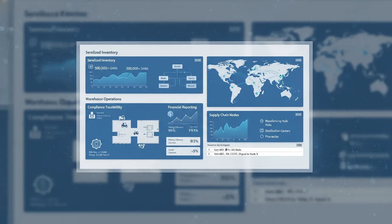 Pharmaceutical ERP modules dashboard for serialized distribution