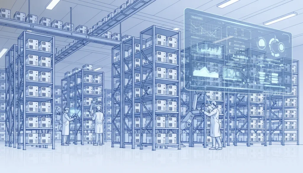 Pharmaceutical warehouse management dashboard in a serialized warehouse