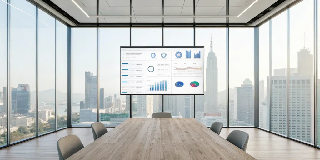 Digital dashboard displaying training record management data to track employee compliance and progress.
