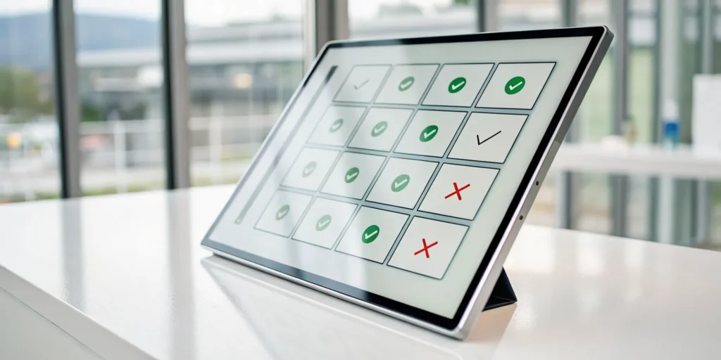 Data validation rules showing valid data with green checks and invalid data with red Xs.