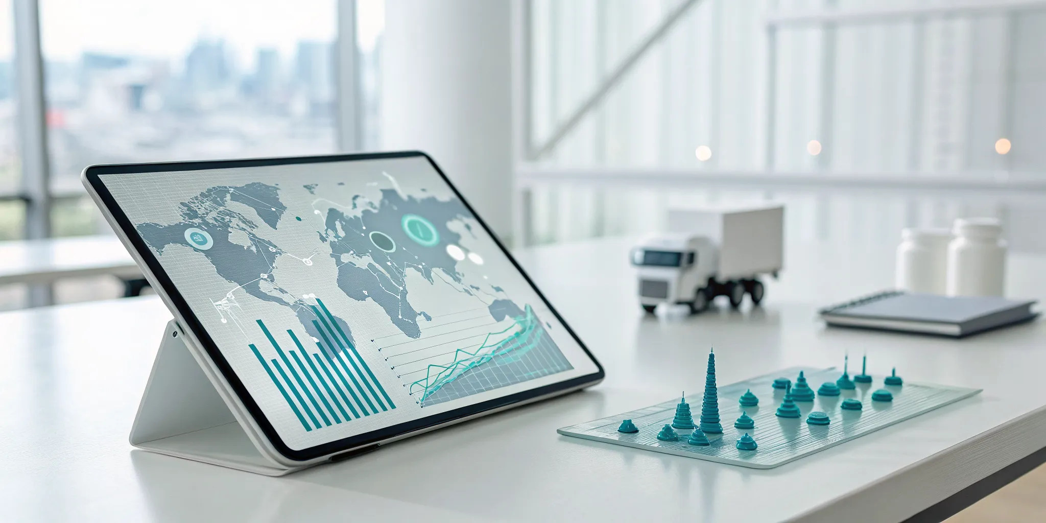 what-is-demand-planning-a-pharma-supply-chain-guide-803899 - RxERP - RxERP A tablet displaying pharma demand planning analytics for the supply chain.