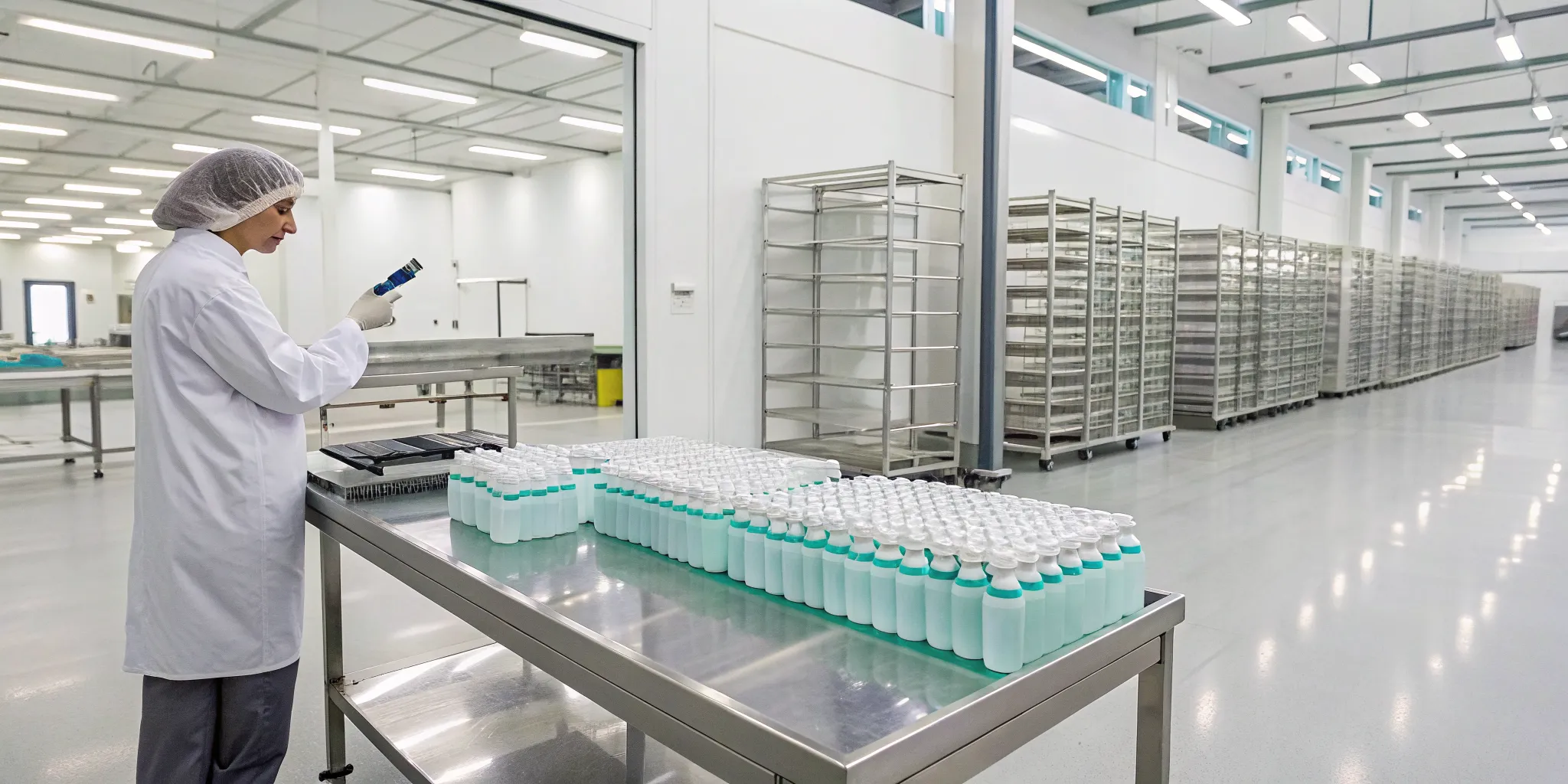 Pharma worker managing inventory reservation to ensure regulatory compliance.